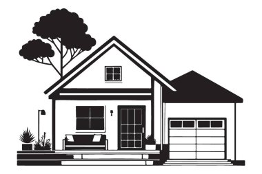 Garaj Vektörü Tasarımı Mimarisi ile Modern Ev Harici