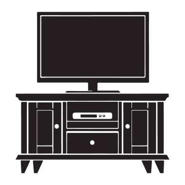 Klasik Televizyon Eğlence Merkezi Vector Illustration Ev Tiyatrosu Kurulumu