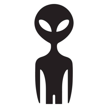 Bilim-Kurgu için Basit Uzaylı Silueti Vektörü Grafiksel Dünya Dışı Simge Tasarımı