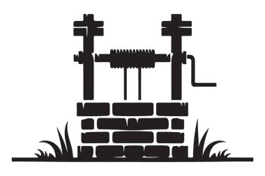 Kırsal ve Tarımsal Temalar İçin Su Kuyusu Vektör İllüstrasyonu