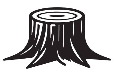 Basit ağaç kütüğü tasviri Zemin Ahşap ve Kökleri Silueti