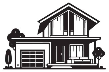 Yard Trees Tasarım İllüstrasyonlu Modern Ev Silueti