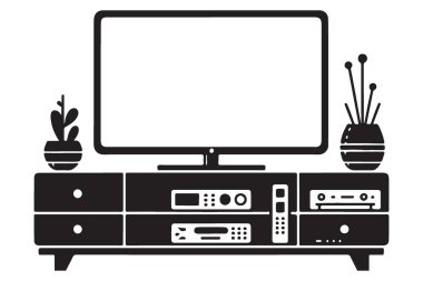 Medya Konsolu Vektör İllüstrasyonlu Zarif Televizyon Standı