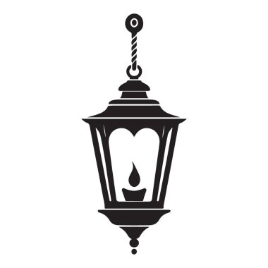 Şehir Tasarımları için Klasik Sokak Feneri Vektör Silueti Çizimi