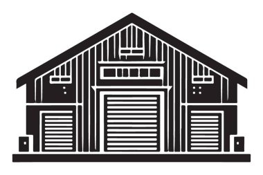 Siluet Deposu Endüstriyel Depo Binaları için Çizim Vektör Tasarımı