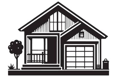 Emlak ve Mimarlık için Modern Ev Garaj İllüstrasyon Vektörü