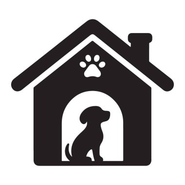 Hayvan Eviyle İlgili Projeler için Köpek Evi Vektör Silueti Grafiği