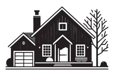 Emlak Projeleri için Konforlu Ev Silüeti Vektör Grafiği