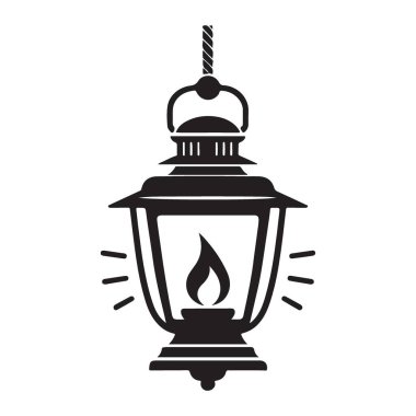 Açık Alan için Parlak Alev Vektörü İllüstrasyonlu Klasik Asma Fener
