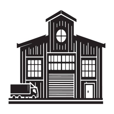 Kamyon Lojistik ve Deposu olan Depo Dağıtım Merkezi Silueti