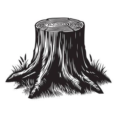 Tahta Damga Silueti Görüntü Vektör Sanatı İndirilebilir Ağaç Grafiği