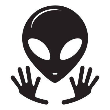 Uzaylı Başlı Silueti Dünya Dışı Yüz ve Eller Resme Uzanıyor