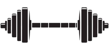 Uygunluk için Dumbbell Siluet Vektörü Grafiksel Siyah ve Beyaz