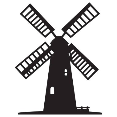 Windmill Siluet Vektör Resimleri Tasarım için İndirilebilir Resim