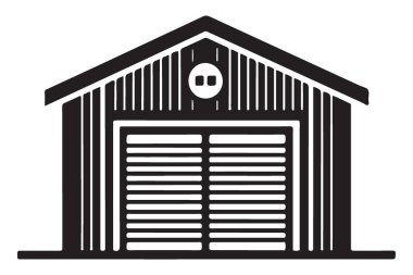 Bir Garaj Binası Vektör Resminin Siyah ve Beyaz Clipart 'ı