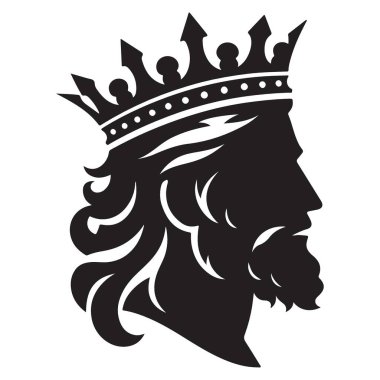 Crown Vektör Resminde Bir Kral Yüzünün Siyah Silüeti