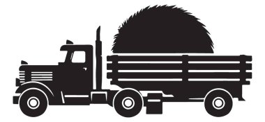Saman Vektörü İllüstrasyonu ve Çizimi Taşıyan Klasik Siyah Kamyon