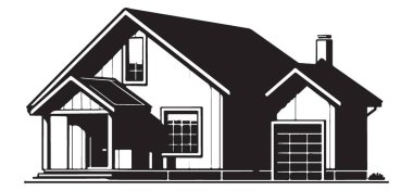 Bir Ev Vektörü İllüstrasyon ve Çiziminin Siyah Silüeti