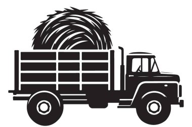 Saman Balyaları Vektör Görüntü ve Görüntü ile Siyah Çiftlik Kamyonu