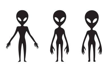 Uzaylı Siluet Vektörü Grafik Çizim Yaratıcı Sanat Tasarımları