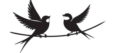 İki Siluet Kırlangıcı Şube Vektör Sanatında Açılış Kanatları