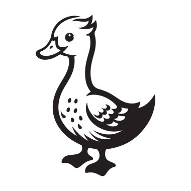 Şirin Ördek Çizimi Vektörü Sevimli Su Kuşu Yaratıcı Tasarım Sanatı