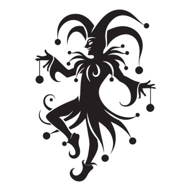Jester Siluet Vektör İllüstrasyon Tuhaf Eğlence Sanatı