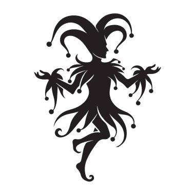 Yaratıcı Tasarımlar İçin Tuhaf Soytarı Dans Çizimlerinin Silueti