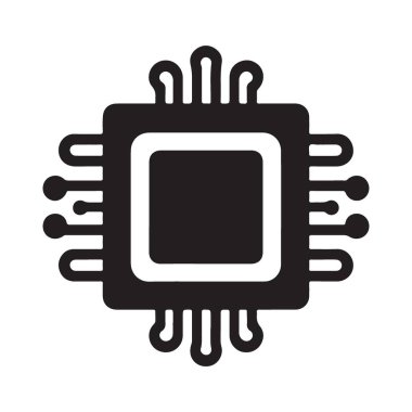 Teknolojiyle İlgili Tasarımlar için Basitleştirilmiş Bilgisayar Çipi Vektörü İllüstrasyonu