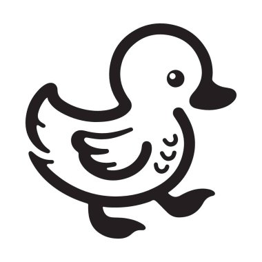 Çocuklar için Tatlı Çizgi Film Ördek Yürüyen Vektör İllüzyonu Tasarımı