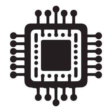 Teknoloji ve Elektronik için Basit Bilgisayar Çipi Vektörü İllüstrasyonu