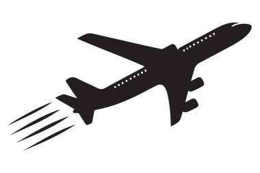 Seyahat Endüstrisi için Siluet Vektör İllüstrasyonunu Kaldıran Uçak
