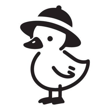 Grafik Tasarımı İçin Şapka Giyen Sevimli Ördek Vektör Çizimi