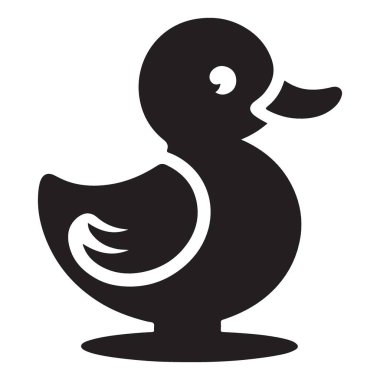Basit Siyah Rubber Duck Siluet Vektör Çizimi
