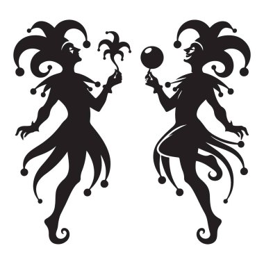 Dansçı Soytarı Siluet Vektör Grafik Resmetme Eğlence TemasıName