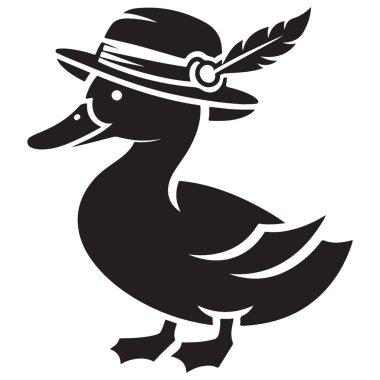 Bavyera Şapka Vektör Görüntüsü Giyen Zarif Ördek Çizimi