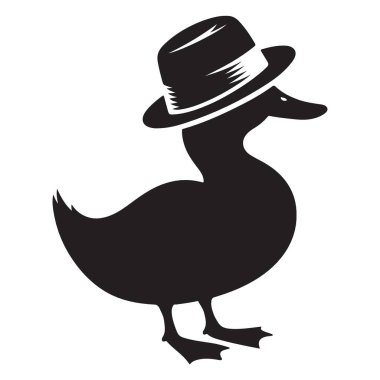 Ördek Şapka Giyen Komik Hayvan Karakteri Maskot Vektörü