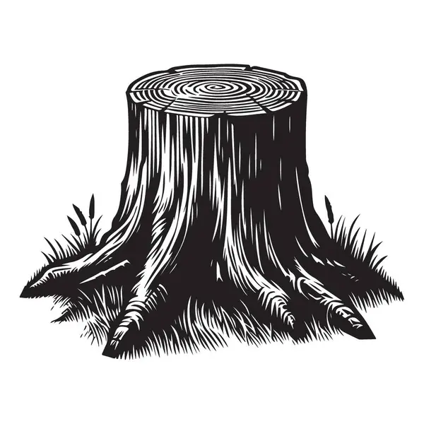 Tahta Damga Silueti Görüntü Vektör Sanatı İndirilebilir Ağaç Grafiği