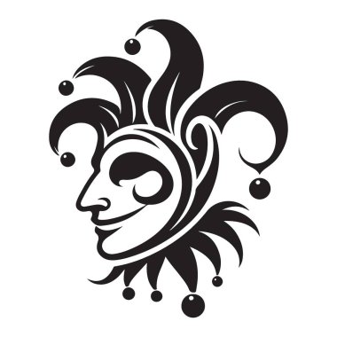 Soytarı Maskeli Vektör Resimleri Şapka Zilli Siyah Siluet