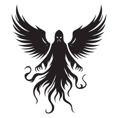 Azrail Vektör İllüstrasyonu Karanlık Tasarımlar için Ölüm Meleği Silüeti