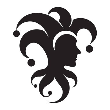 Siyahi Soytarı Silueti ve Süslü Şapka Vektörü Çizimi Tasarımı