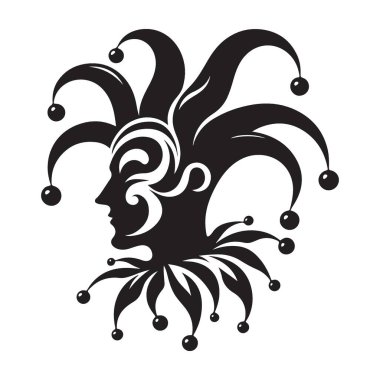 Soytarı Vektörü Siluet Çizimi Kara Palyaço Joker Sanatı