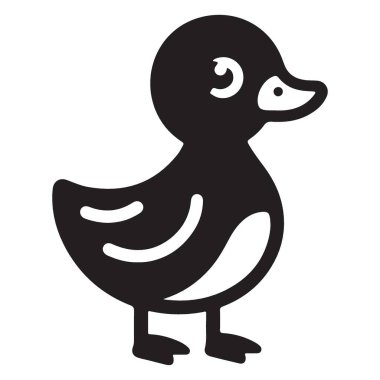 Şirin ördek çizimi siyah beyaz vektör sanat tasarımı