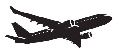 Gökyüzünde uçan uçak silueti ticari uçak grafiği