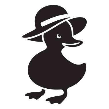 Şirin Tasarımlar için Şapka Vektörü İllüstrasyonlu Çekici Ördek Silueti