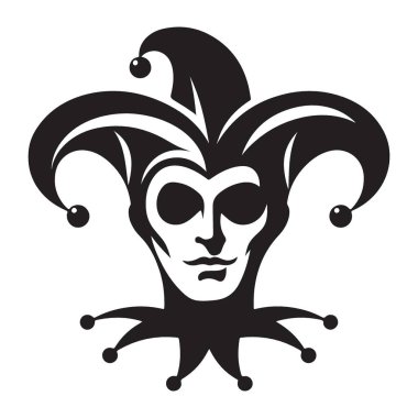 Jester Siluet Vektör İllüstrasyonu Karanlık Mizah Tasarımı