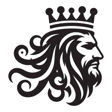 Görkemli Kral Baş Siluet Çizimi Kraliyet Lideri Sembol Sanat Tasarımı