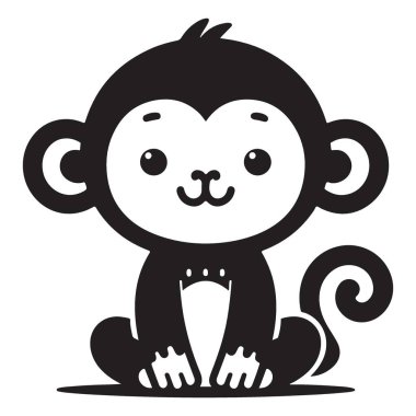 Tatlı bir çizgi film maymunu silueti ve sevimli bir yüz ifadesi.