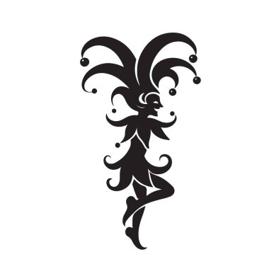 Jester Silhouette Karnaval ve Eğlence için Çizim Vektörü