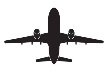 Ticari Uçak Silueti Vektör Sanat Seyahat Simgesi Tasarımı